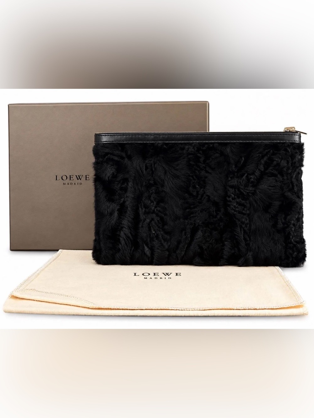 Loewe T Nappa Clutch Leather & Lamb Shearling